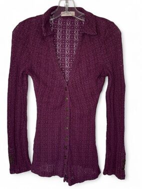 Natural Life Purple Lace Button Front Top Womens Small Boho Fairy Whimsigoth